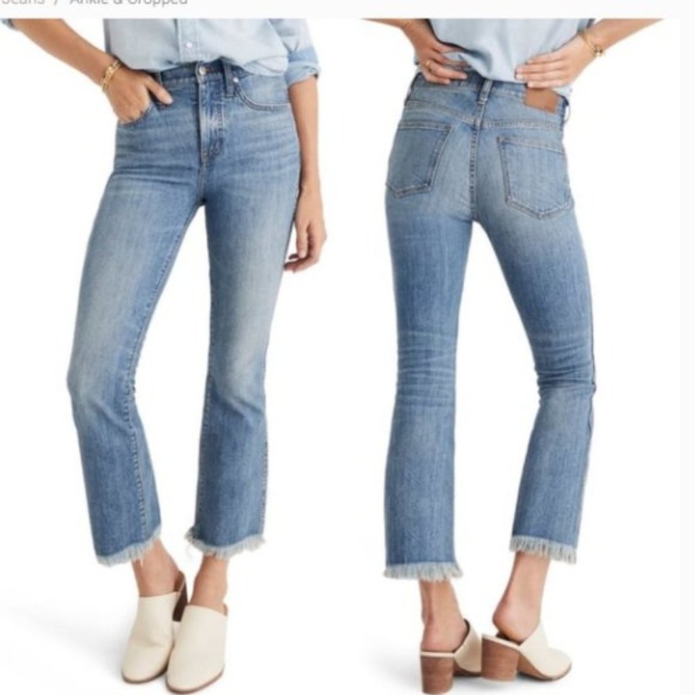 Madewell Jeans 30P Cali Demi Boot Blue Raw Hem